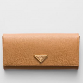 Prada Flap Continental Wallet in Caramel Saffiano Leather Prada Flap Continental Wallet in Caramel Saffiano Leather