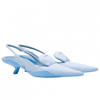 Prada Gabardine Slingback Pumps In Light Blue Nylon Prada Gabardine Slingback Pumps In Light Blue Nylon