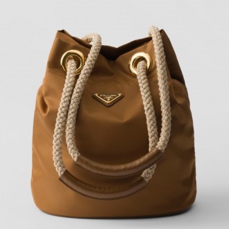 Prada Mariner Small Bucket Bag in Brandy Re-Nylon