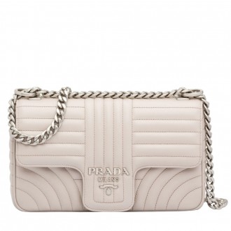 Prada Medium Diagramme Flap Bag In Ivory Calfskin Prada Medium Diagramme Flap Bag In Ivory Calfskin
