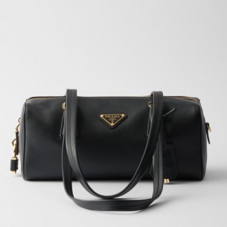Prada Medium Top-handle Bag in Black Leather with Padlock Prada Medium Top-handle Bag in Black Leather with Padlock