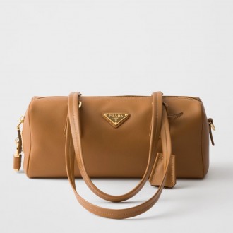 Prada Medium Top-handle Bag in Caramel Leather with Padlock Prada Medium Top-handle Bag in Caramel Leather with Padlock