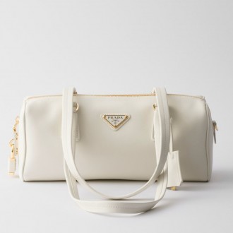 Prada Medium Top-handle Bag in White Leather with Padlock Prada Medium Top-handle Bag in White Leather with Padlock