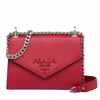 Prada Monochrome Flap Bag In Red Saffiano Leather Prada Monochrome Flap Bag In Red Saffiano Leather