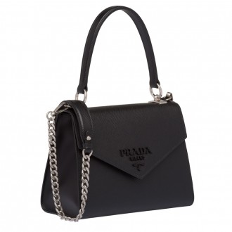 Prada Monochrome Top Handle Bag In Black Saffiano Leather Prada Monochrome Top Handle Bag In Black Saffiano Leather
