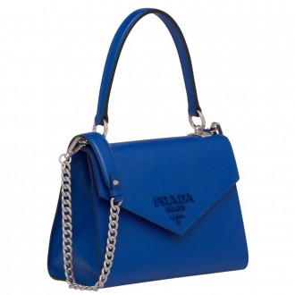 Prada Monochrome Top Handle Bag In Blue Saffiano Leather Prada Monochrome Top Handle Bag In Blue Saffiano Leather
