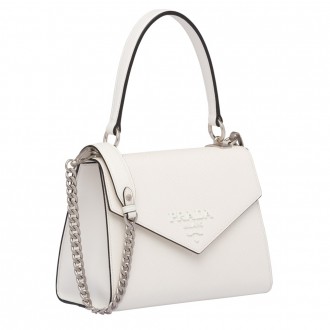 Prada Monochrome Top Handle Bag In White Saffiano Leather Prada Monochrome Top Handle Bag In White Saffiano Leather