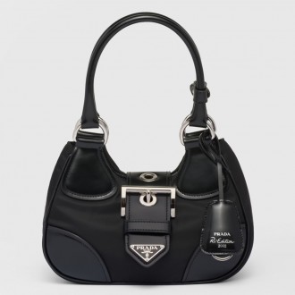 Prada Moon Bag in Black Re-Nylon and Leather Prada Moon Bag in Black Re-Nylon and Leather