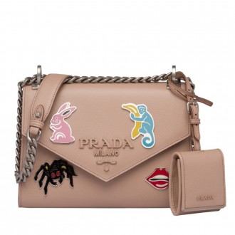 Prada Nude Monochrome Flap Bag With Metal Appliques Prada Nude Monochrome Flap Bag With Metal Appliques