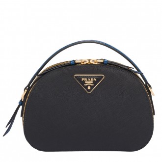 Prada Odette Black Saffiano And Blue Crocodile Bag Prada Odette Black Saffiano And Blue Crocodile Bag