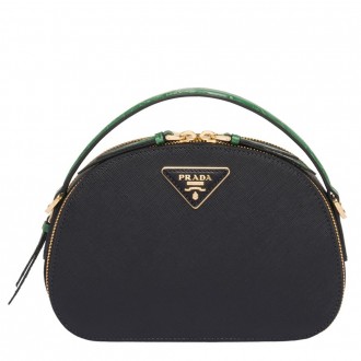 Prada Odette Black Saffiano And Green Crocodile Bag Prada Odette Black Saffiano And Green Crocodile Bag