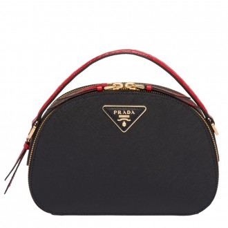Prada Odette Black Saffiano And Red Crocodile Bag Prada Odette Black Saffiano And Red Crocodile Bag