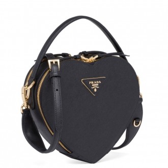 Prada Odette Heart Bag In Black Saffiano Leather Prada Odette Heart Bag In Black Saffiano Leather