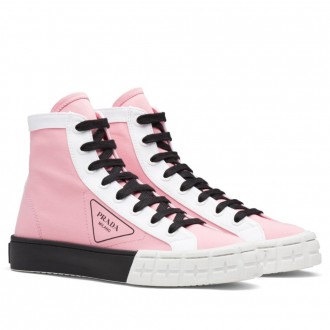 Prada Pink/White Gabardine High-top Sneakers Prada Pink/White Gabardine High-top Sneakers