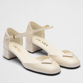 Prada Pumps 35mm in White Patent Leather Prada Pumps 35mm in White Patent Leather