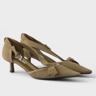 Prada Pumps 45mm in Green Canvas Prada Pumps 45mm in Green Canvas