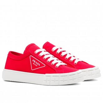 Prada Red Gabardine Fabric Sneakers Prada Red Gabardine Fabric Sneakers