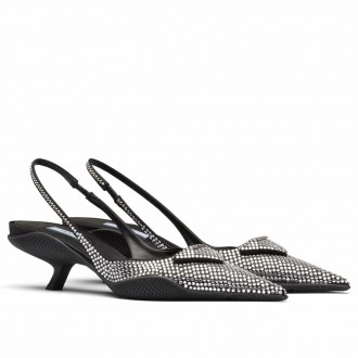 Prada Satin Slingback Pumps with Crystals Prada Satin Slingback Pumps with Crystals