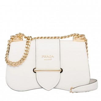 Prada Sidonie Shoulder Bag In White Calfskin