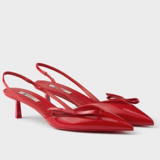 Prada Slingback Pumps 45mm in Red Patent Leather Prada Slingback Pumps 45mm in Red Patent Leather