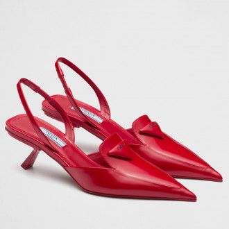 Prada Slingback Pumps 55MM In Black Brushed Leather Prada Slingback Pumps 55MM In Black Brushed Leather