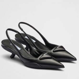 Prada Slingback Pumps in Black Padded Leather Prada Slingback Pumps in Black Padded Leather