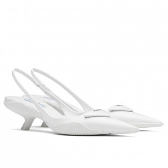 Prada Slingback Pumps In White Brushed Leather Prada Slingback Pumps In White Brushed Leather
