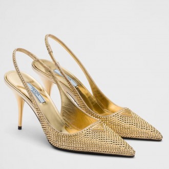 Prada Slingbacks Pumps 85mm in Satin with Crystals Prada Slingbacks Pumps 85mm in Satin with Crystals