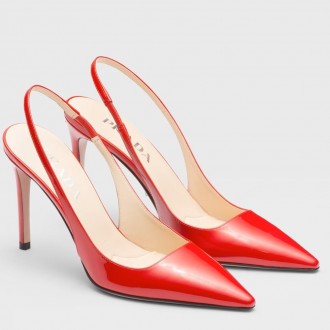 Prada Slingbacks Pumps 95mm In Red Patent Leather Prada Slingbacks Pumps 95mm In Red Patent Leather