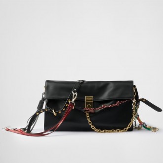 Prada Soft Sound Large Bag with Charms in Black Leather Prada Soft Sound Large Bag with Charms in Black Leather