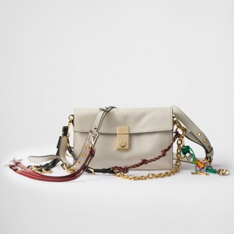 Prada Soft Sound Large Bag with Charms in White Leather Prada Soft Sound Large Bag with Charms in White Leather