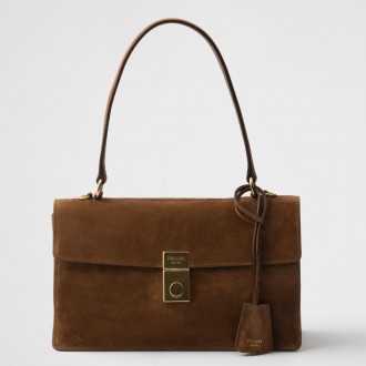 Prada Soft Sound Medium Shoulder Bag in Brown Suede Calfskin Prada Soft Sound Medium Shoulder Bag in Brown Suede Calfskin