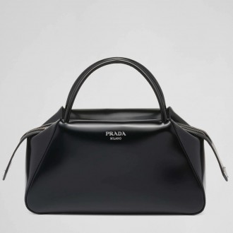 Prada Supernova Medium Handbag In Black Brushed Leather Prada Supernova Medium Handbag In Black Brushed Leather