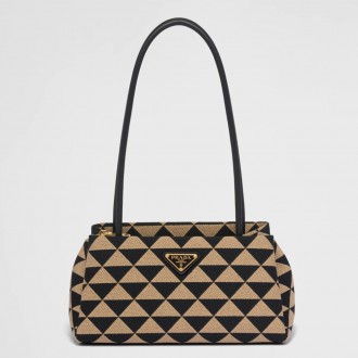 Prada Supernova Small Shoulder Bag In Black/Beige Fabric Prada Supernova Small Shoulder Bag In Black/Beige Fabric