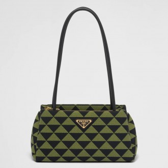 Prada Supernova Small Shoulder Bag In Black/Green Fabric Prada Supernova Small Shoulder Bag In Black/Green Fabric