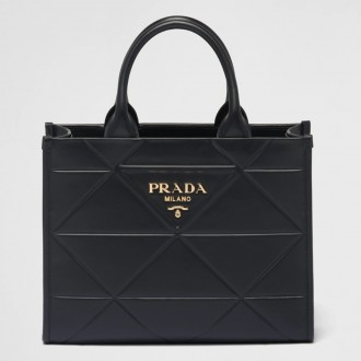 Prada Symbole Small Bag with Topstitching in Black Leather Prada Symbole Small Bag with Topstitching in Black Leather