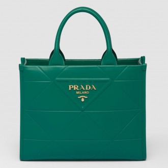 Prada Symbole Small Bag with Topstitching in Green Leather Prada Symbole Small Bag with Topstitching in Green Leather