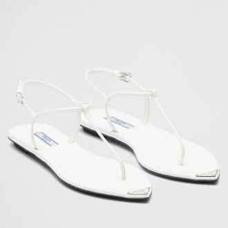 Prada Thong Sandals In White Brushed Leather Prada Thong Sandals In White Brushed Leather