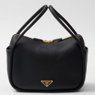Prada Top Handle Bag in Black Grained Leather Prada Top Handle Bag in Black Grained Leather