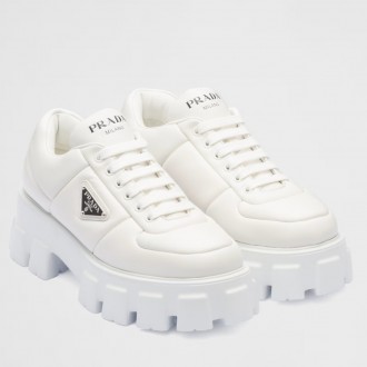 Prada Women's Sneakers in White Padded Nappa Leather Prada Women's Sneakers in White Padded Nappa Leather