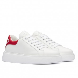 Prada Women's Sneakers With Red Triangle Logo Heel Prada Women's Sneakers With Red Triangle Logo Heel