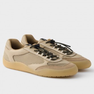 Prada Women's Speedrocks in Beige Mesh and Leather Prada Women's Speedrocks in Beige Mesh and Leather
