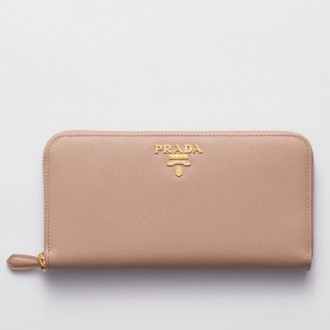 Prada Zip Around Wallet in Powder Pink Saffiano Calfskin Prada Zip Around Wallet in Powder Pink Saffiano Calfskin