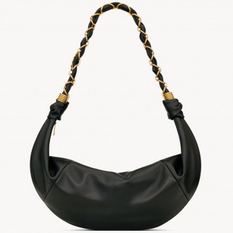 Saint Laurent Amalia Hobo Bag in Black Lambskin