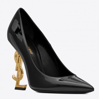 Saint Laurent Black Opyum Pumps With Gold-toned Heel Saint Laurent Black Opyum Pumps With Gold-toned Heel