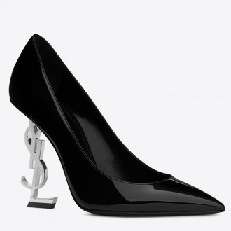 Saint Laurent Black Opyum Pumps With Silver-toned Heel Saint Laurent Black Opyum Pumps With Silver-toned Heel