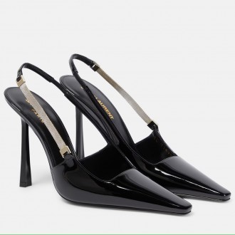 Saint Laurent Blake Slingback Pumps 110mm in Black Patent Leather Saint Laurent Blake Slingback Pumps 110mm in Black Patent Leather