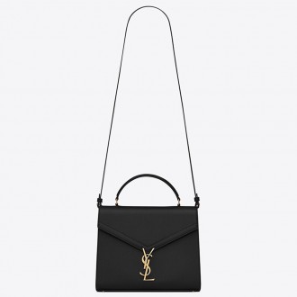 Saint Laurent Cassandra Medium Bag In Black Grained Leather