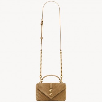 Saint Laurent College Mini Chain Bag in Suede Calfskin