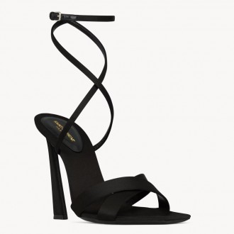 Saint Laurent Corinne Sandals 110mm in Black Satin Saint Laurent Corinne Sandals 110mm in Black Satin